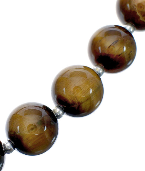 Navajo Tiger Eye Sterling Silver Bead Necklace JX126714